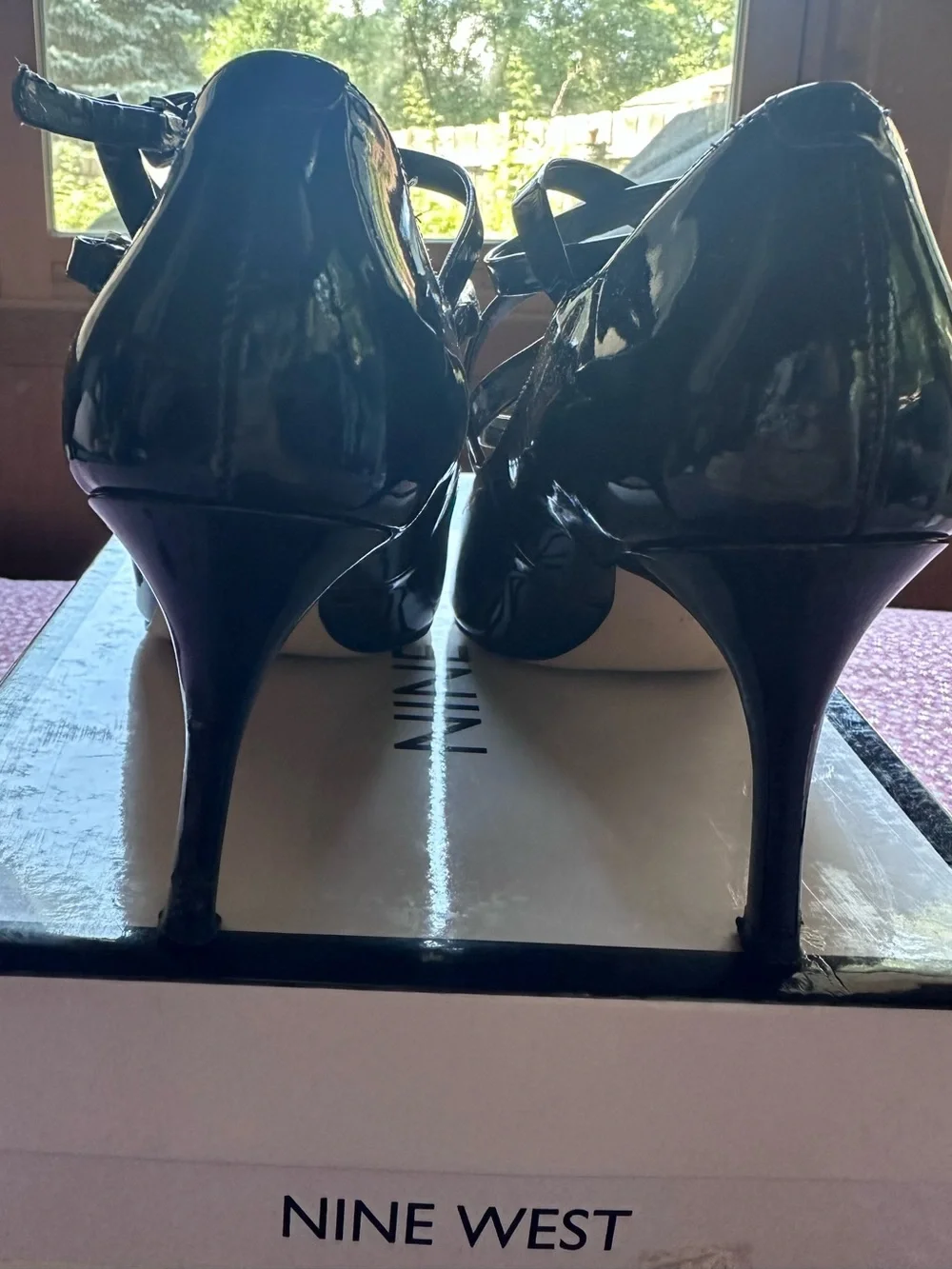 Nine West Black Patent Pointed-strap Pumps